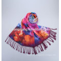 Mujer 100% seda pura de doble capa de seda de Vietnam bufandas con borla de hecho a mano